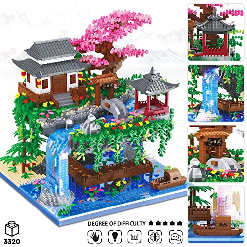 Cherry Blossom Bonsai Tree Building Set, Architecture of Peach Blossom Pond Building Set, Collectible Models Gifts for Teens Adults 14+ (3320 PCS)