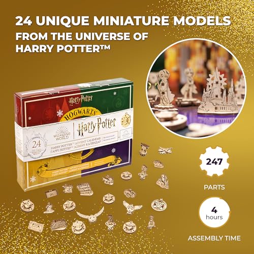 UGEARS Harry Potter Advent Calendar 2023 - Christmas Countdown Fidget Advent Calendar with 24 Fidget Model Wooden Models to Build for Adults - Christmas Advent Calendar with Christmas Tree Decorations