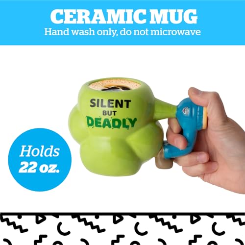 BigMouth Inc. Fart Mug, Funny Gag Gift, Large Ceramic Coffee Mug, Silent but Deadly - 22 Ounces