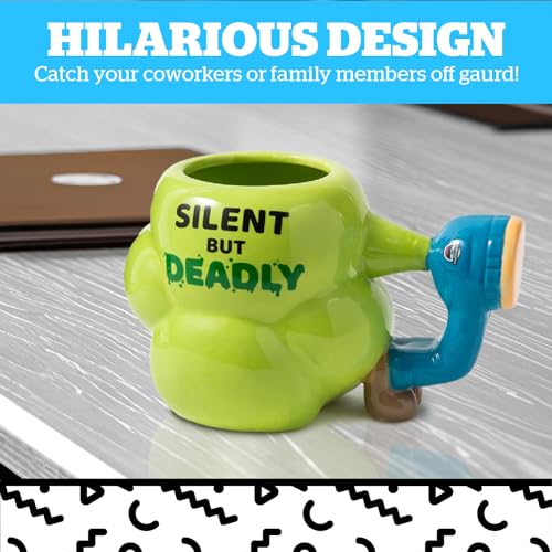 BigMouth Inc. Fart Mug, Funny Gag Gift, Large Ceramic Coffee Mug, Silent but Deadly - 22 Ounces