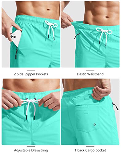 Viodia Men's Swim Trunks with Compression Liner Quick Dry Board Shorts Swimsuit Swimwear for Men with Zipper Pockets