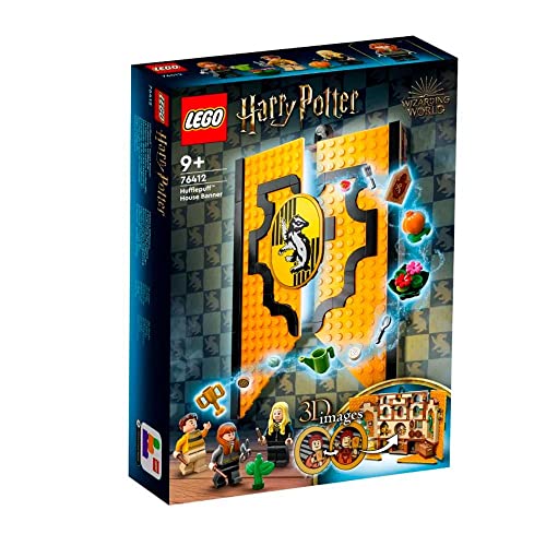 LEGO Harry Potter Hufflepuff House Banner 76412 Hogwarts Castle Common Room, Wall Decoration, Building Set with 3 Minifigures and Mandrake, Collectible Harry Potter Toy, Gift Idea for Boys Girls Kids