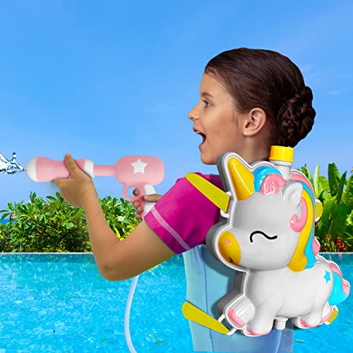 Unicorn Water Blaster - Kid's Unicorn Water Gun Backpack Play Toy for Boys Girls Water Blaster Summer Toy Outdoor Game Pool Toys - Each Backpack Holds 60 Fl Oz of Water