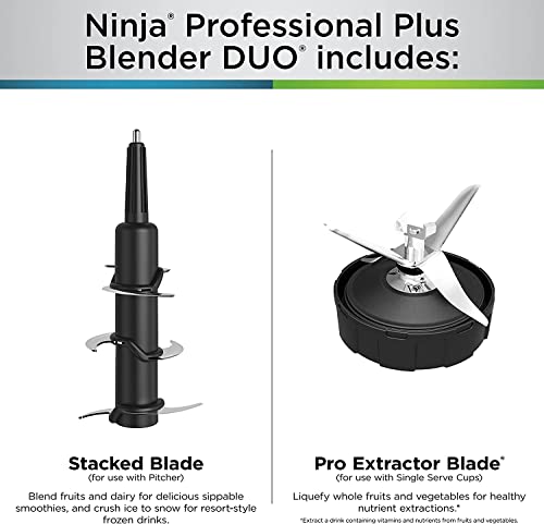 Ninja BN751 Professional Plus DUO Blender, 1400 Peak Watts, 3 Auto-IQ Programs for Smoothies, Frozen Drinks & Nutrient Extractions, 72-oz. Total Crushing Pitcher & (2) 24 oz. To-Go Cups, Black