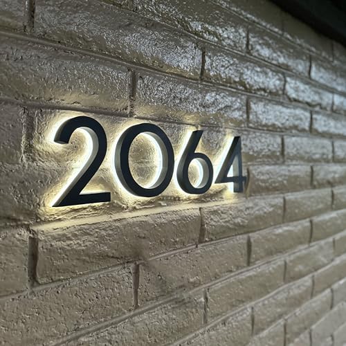 Personalized Solar Lighted House Numbers for Outside, Led House Numbers for Outside, Large Light Up House numbers, Solar Illuminated House Numbers, Led Address Numbers for House (Full Set)