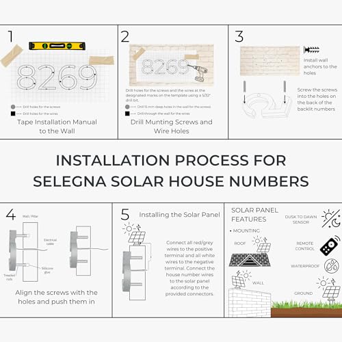 Personalized Solar Lighted House Numbers for Outside, Led House Numbers for Outside, Large Light Up House numbers, Solar Illuminated House Numbers, Led Address Numbers for House (Full Set)