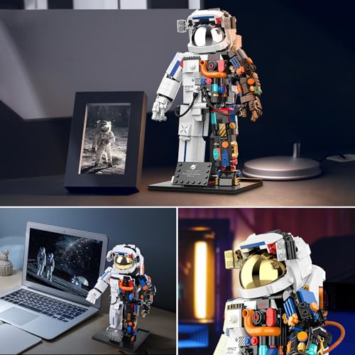 HOGOKIDS Astronaut Space Building Set - 896 PCS Space Building Blocks Toys with Display Stand & Two Helmets | Astronaut Collection for Adults, Valentines Birthday Gift for Kids Boys Aged 8 9 10 11 12+