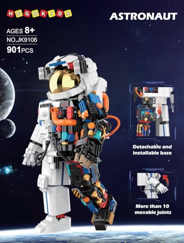 HOGOKIDS Astronaut Space Building Set - 896 PCS Space Building Blocks Toys with Display Stand & Two Helmets | Astronaut Collection for Adults, Valentines Birthday Gift for Kids Boys Aged 8 9 10 11 12+