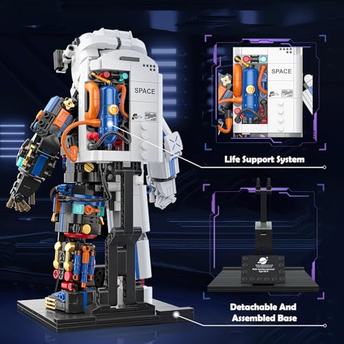 HOGOKIDS Astronaut Space Building Set - 896 PCS Space Building Blocks Toys with Display Stand & Two Helmets | Astronaut Collection for Adults, Valentines Birthday Gift for Kids Boys Aged 8 9 10 11 12+