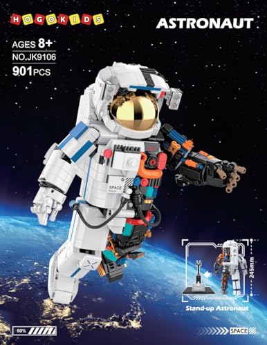 HOGOKIDS Astronaut Space Building Set - 896 PCS Space Building Blocks Toys with Display Stand & Two Helmets | Astronaut Collection for Adults, Valentines Birthday Gift for Kids Boys Aged 8 9 10 11 12+