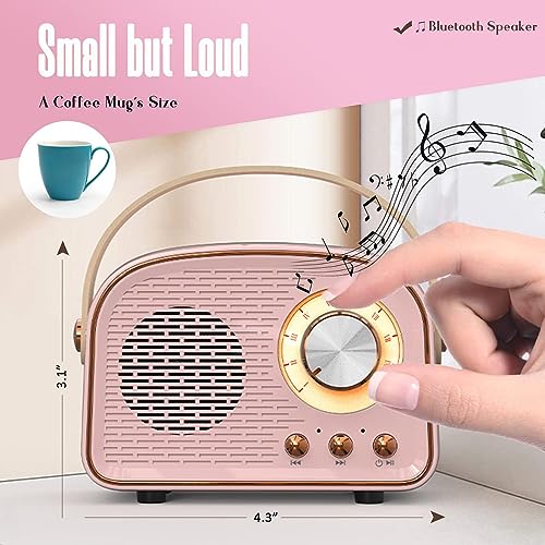 Retro Bluetooth Speaker, Cute Mini Speaker, Portable Wireless Speaker with TWS for Home Outdoor Travel, Bookshelf Speaker, Vintage Decor, Gifts for Girls, Teens, Women Mint