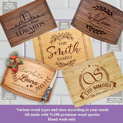 Tayfus Personalized Cutting Board, Engraved Wood Cutting Boards - Customized Gifts of Charcuterie Boards, Handmade Personalized Gifts, Christmas - Wedding Gifts, Couple Gifts & Housewarming Gift Ideas