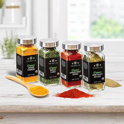 The Spice Lab Organic Spices and Seasonings Set - Complete Starter Spice Set - 30 Jar Spice Kit Variety Pack - Great BBQ, Grilling and Spice Gift Sets - Ultimate Culinary Cooking Spices Set