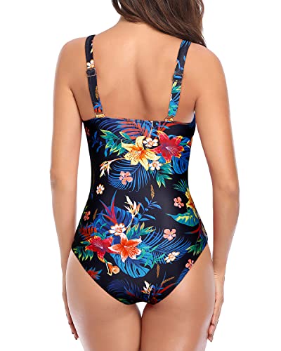 Tempt Me Women Ruched Slimming One Piece Swimsuits Tummy Control Vintage Bathing Suits