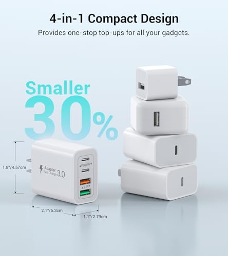 40W USB C Charger Cube, 2-Pack Wall Plug Fast Charging Block, 4-Port PD+QC Power Adapter Multiport Brick Type C Box for iPhone 15/14/13/12/11/Pro Max/XS/XR/8/7, Tablets, Cellphones