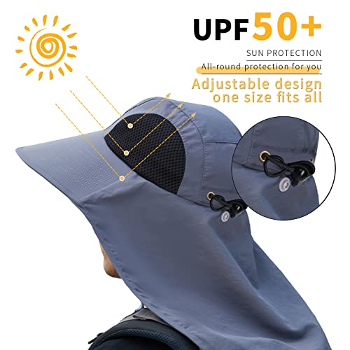 Sun Hat for Men Women with Neck Flap,UPF 50+ UV Protective Hiking Fishing Hats,Wide Brim Sun Hat for Women&Men