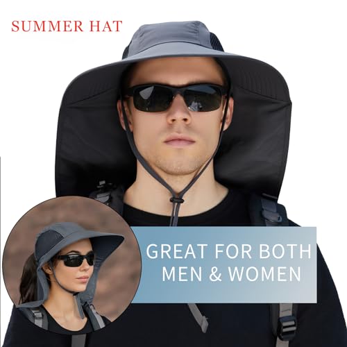 Sun Hat for Men Women with Neck Flap,UPF 50+ UV Protective Hiking Fishing Hats,Wide Brim Sun Hat for Women&Men