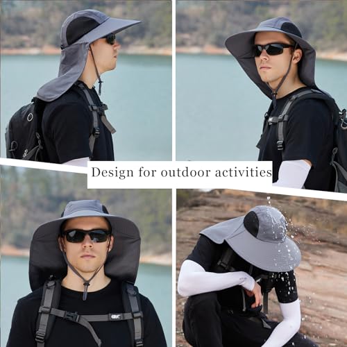 Sun Hat for Men Women with Neck Flap,UPF 50+ UV Protective Hiking Fishing Hats,Wide Brim Sun Hat for Women&Men