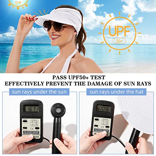 Zando Womens Sun Visor Hat Wide Brim Sun Hats for Women UV Protection Summer Beach Hats for Women Foldable Sports Visors