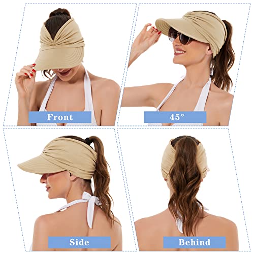 Zando Womens Sun Visor Hat Wide Brim Sun Hats for Women UV Protection Summer Beach Hats for Women Foldable Sports Visors