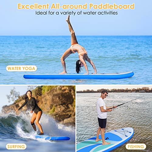 Inflatable Stand Up Paddle Board for Adult All Skill Levels- 10'4" Ultra-Light SUP Paddleboard with Durable Non-Slip Deck and Paddle Board Accessories Fins, Adjustable Paddle, Pump, Backpack, Leash