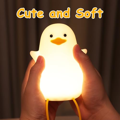 Hinittey Duck Night Light, Cute Benson Ducks Lamp, Funny Nursery Silicone Goose Nightlight with Dimmer & Timer for Room Decor, Weird Gifts for Kids, Baby, Girls,Boys, Women, Children,Teen-Cowboy Duck