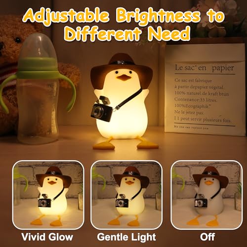 Hinittey Duck Night Light, Cute Benson Ducks Lamp, Funny Nursery Silicone Goose Nightlight with Dimmer & Timer for Room Decor, Weird Gifts for Kids, Baby, Girls,Boys, Women, Children,Teen-Cowboy Duck