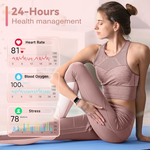 aeac Smart Watches for Women Alexa Built-in 1.8" Full Touch Screen Fitness Watch with Heart Rate/SpO2/Sleep Monitor, Bluetooth Calls, 100 Sport Modes, IP68 Waterproof Smartwatch for iPhone Android