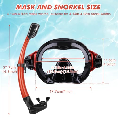 KUYOU Snorkeling Gear for Adults - 180° Wide View Snorkel Mask and Full Dry Top Snorkel Set for Snorkeling, Swimming, Training