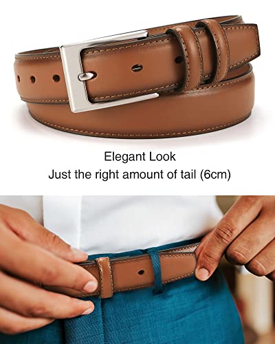 CHAOREN Mens Belts Leather - Brown Belt Men 1 1/8" Mens Dress Belt - Perfect Companion to Mens Shoes