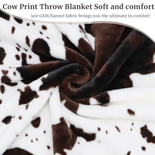 Cow Print Blanket Soft Fleece Flannel Cozy Cute Cow Blankets Warm Plush Lightweight Throw Blanket All-Season for Couch Sofa Bed Cow Blankets and Throws for Adults Kids Boys Teens Gifts 50"x60"