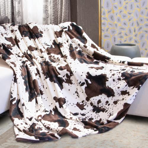 Cow Print Blanket Soft Fleece Flannel Cozy Cute Cow Blankets Warm Plush Lightweight Throw Blanket All-Season for Couch Sofa Bed Cow Blankets and Throws for Adults Kids Boys Teens Gifts 50"x60"