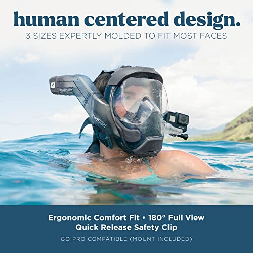 Seaview 180 V3 Full Face Snorkel Mask Adult- The V3 is The Perfect Snorkeling Gear for Adults and Kids- Patented Flowtech Side Snorkel Design- Up to 600% Easier Breathing. Snorkeling Gear for Kids