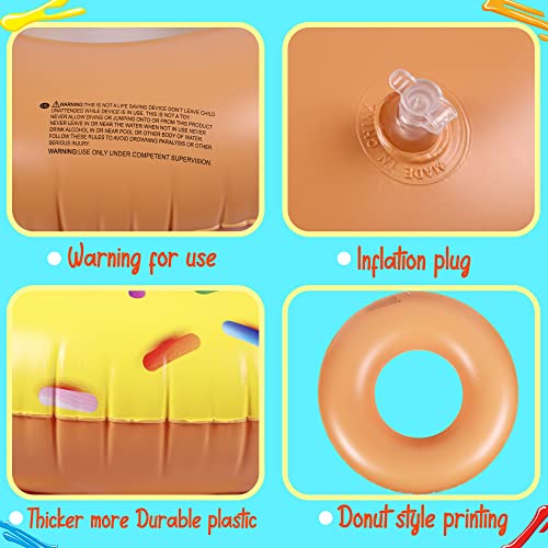 90shine 7PCS Donut Pool Floats: Doughnut Swimming Rings with 13.5" Beach Balls - Inflatable Tubes Floaties Toys for Kids Adults