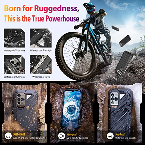 Ulefone Power Armor 18 Ultra 5G Rugged Phone, Temperature Measurement 108MP Main Camera, 24GB+512GB MTK Dimensity 7050, 9600mAh, QI 15W Wireless Charging, 6.58" FHD+ Corning Gorilla Screen, Android 13