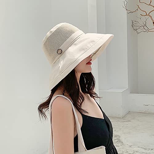 Women Wide Brim Sun Hats Metal Wired Edge Summer UV Protection Beach Fishing Hat for Hiking Garden Travel Chin Strap