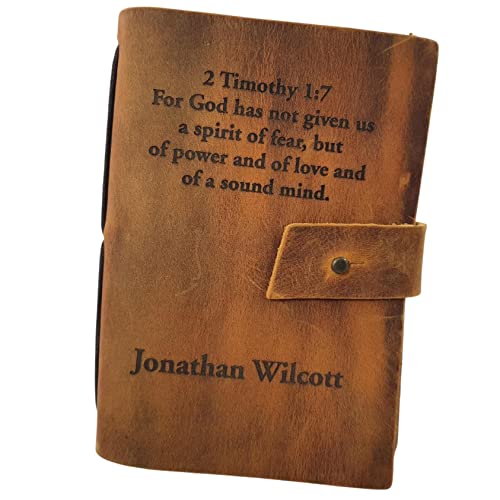 Personalized Leather Prayer Journal Custom Engraved Notebook (Refillable Lined Paper 5.8 inches X 8.3 inches Brown)