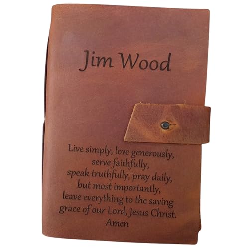 Personalized Leather Prayer Journal Custom Engraved Notebook (Refillable Lined Paper 5.8 inches X 8.3 inches Brown)