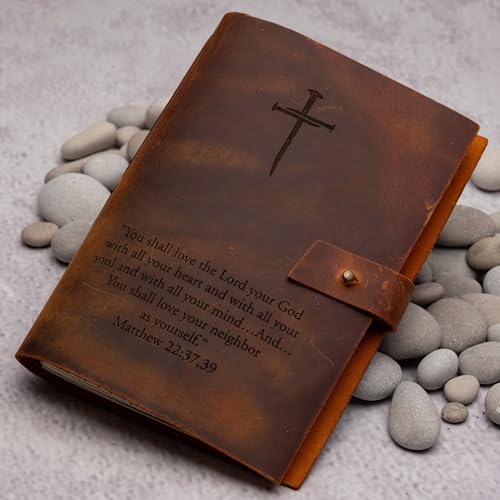 Personalized Leather Prayer Journal Custom Engraved Notebook (Refillable Lined Paper 5.8 inches X 8.3 inches Brown)