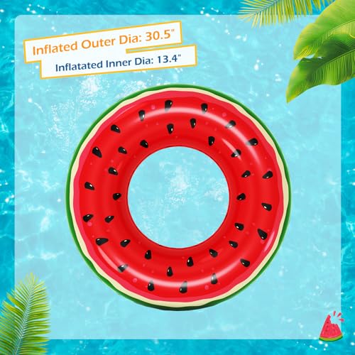 Jasonwell Inflatable Pool Floats Kids - 2 Pack Floaties Pool Tubes Swim Rings Fruit Water Floaty Watermelon Kiwi Inflatable Pool Toys Float for Swimming Pool Party Lake Beach Adults