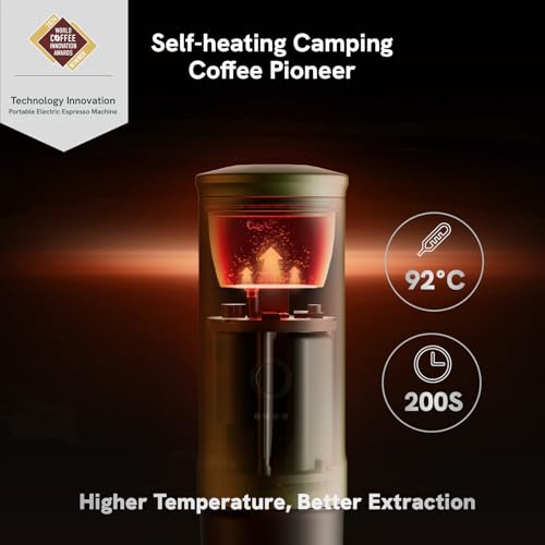 Outin Nano Portable Electric Espresso Machine, Travel Coffee Maker for Camping, Car Coffee Maker Self-Heating with USB-C, With Ground Coffee & NS Capsule for RV, Hiking, Office