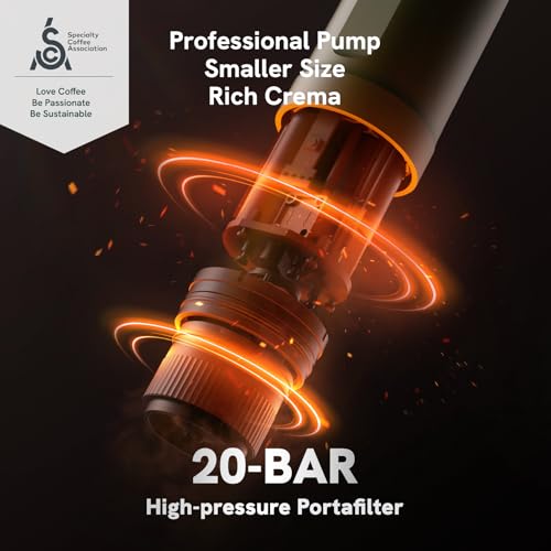 Outin Nano Portable Electric Espresso Machine, Travel Coffee Maker for Camping, Car Coffee Maker Self-Heating with USB-C, With Ground Coffee & NS Capsule for RV, Hiking, Office