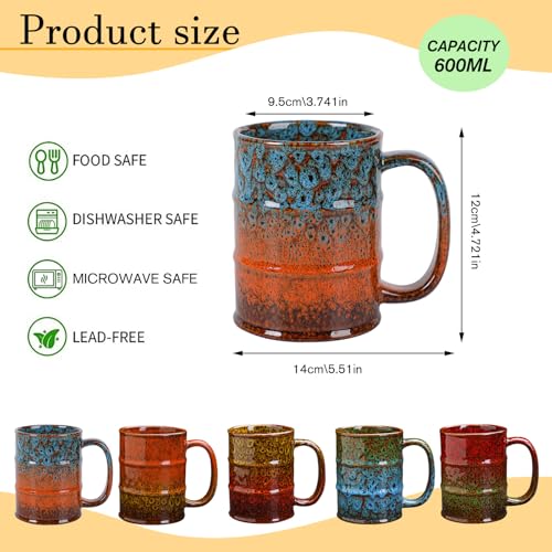 Coffee Mug-Beer Mugs,20 Oz Coffee Cups Ceramic Tea Cup Large Coffee Mug for Office and Home - Dishwasher and Microwave Safe Novelty Coffee Mugs (1, Green and Blue)