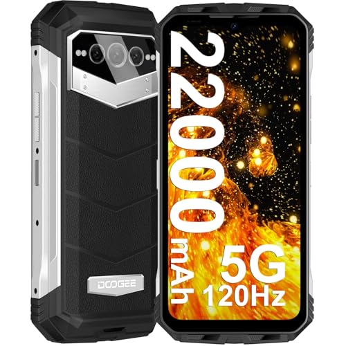 DOOGEE V MAX (2023) 5G Rugged Smartphone, 22000mAh 20GB+256GB Android 12 Phones Unlocked, 120Hz 6.58" Rugged Cell Phone, Dual Hi-res Speakers, 108MP Main Camera, Night Vision, NFC, OTG