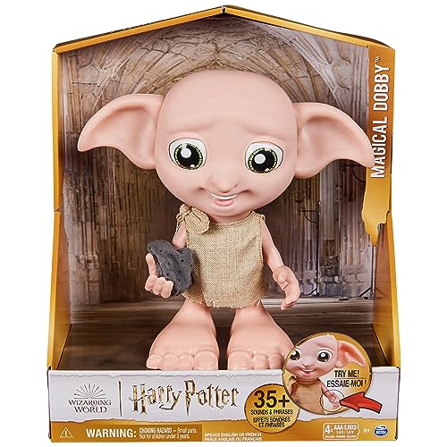 Wizarding World Harry Potter, Interactive Magical Dobby Elf Doll with Sock, over 30 Sounds & Phrases, 8.5-inch, Kids Toys for Ages 6 and up