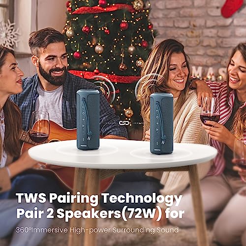 MIATONE Portable Bluetooth Speakers 36W Stereo Sound Bass Boost, Bluetooth 5.3 TWS Pairing (Blue)