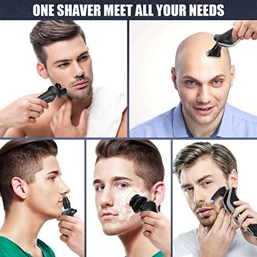 Electric Shaver Razor for Men, BestMal 5 in 1 Wet/Dry Electric Shavers Razors for Men, Rechargeable Waterproof Mens Electric Razor with Nose Trimmer Sideburns Hair Trimmer and Face Cleaning Brush