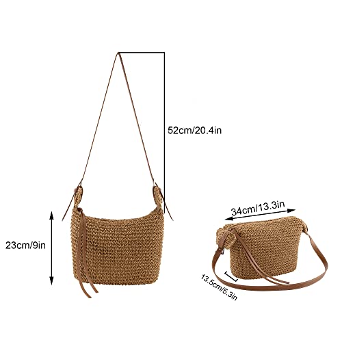 Ayliss Women Straw Handbag Purse Small Summer Beach Handmade Crossbody Shoulder Tote Handbag Handwoven Beach Straw Bag