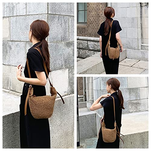 Ayliss Women Straw Handbag Purse Small Summer Beach Handmade Crossbody Shoulder Tote Handbag Handwoven Beach Straw Bag