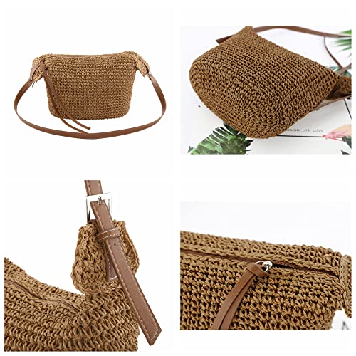 Ayliss Women Straw Handbag Purse Small Summer Beach Handmade Crossbody Shoulder Tote Handbag Handwoven Beach Straw Bag